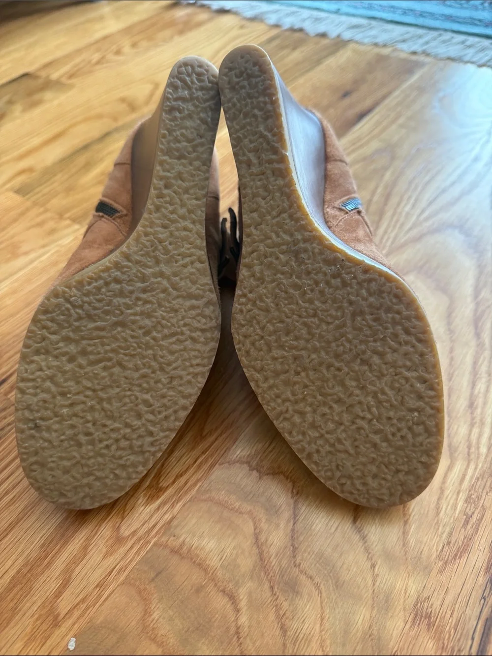 J Crew Suede Wedge Ankle Boot with Buckle Details